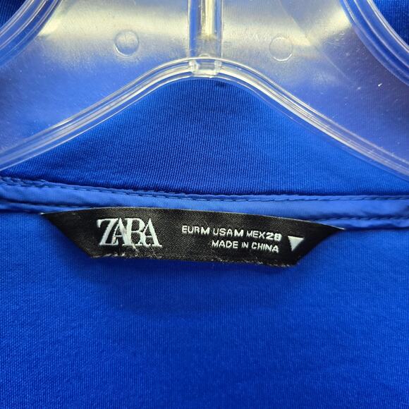 Zara Women's Long Sleeve Full-Zip Jacket Drawstring Pockets Blue Size Medium - Picture 4 of 4